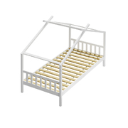 Bed Frame Wooden Kids Single Timber House Beds White