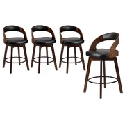 4x Bar Stools Swivel PU Leather Black