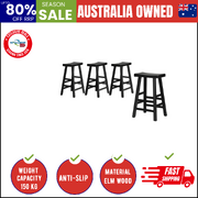 4X Bar Stools Kitchen Stool Wooden Counter Chairs Barstools Black