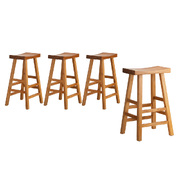 Set of 4 Bar Stools Kitchen Stool Wooden Counter Chairs Natural