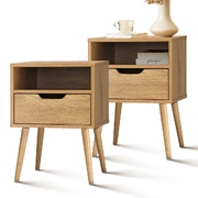 Bedside Tables Set of 2 Side Table Nightstand Bedroom Cabinet Wood