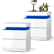 Bedside Tables Set of 2 LED White