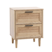 Bedside Table Nightstand 2 Drawers Side End Table Storage Natural