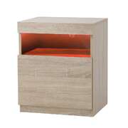 Bedside Table LED Nightstand Shelf Natural