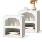 Bedside Tables Set of 2 Display Shelf Storage Cabinet Nightstand White