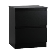 Bedside Table Nightstand 2 Drawers Side End Table Storage Cabinet Black