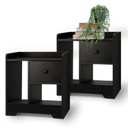 Bedside Tables Set of 2 Side Table Nightstand Storage Shelf Black