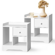 Bedside Tables Set of 2 Side Table Nightstand Storage Shelf White