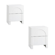 2X Bedside Table 2 Drawers Side Table White