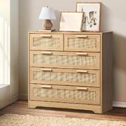 Discover the Rattan Haven - 5 Drawer Tallboy Cabinet for Your Bedroom