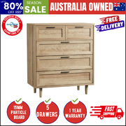 5 Chest of Drawers Dresser Chest Storage Cabinet Tallboy Natural