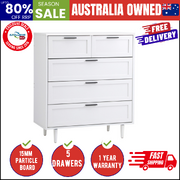 5 Chest of Drawers Dresser Chest Storage Cabinet Tallboy White