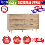 6 Chest of Drawers Dresser Chest Storage Cabinet Tallboy Natural