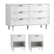 6 Chest of Drawers and 2 Bedside Tables Dressers Bedroom Set White