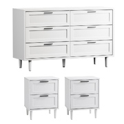 6 Chest of Drawers and 2 Bedside Tables Nightstand Bedroom Set White