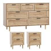 7 Chest of Drawers and 2 Bedside Tables Nightstand Bedroom Set Natural