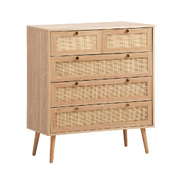 5 Chest of Drawers Dresser Chest Storage Cabinet Tallboy Rattan