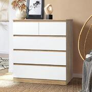 5 Chest of Drawers Tallboy Cabinet Dresser Table Wooden White Furniture