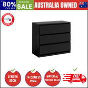 3 Chest of Drawers Lowboy Dresser Table Storage Cabinet Bedroom Black