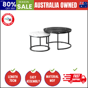 Nesting Coffee Table Round Marble Black&White