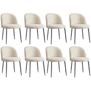 8x Dining Chairs Accent Chair Armchair Kitchen Upholstered Sherpa White