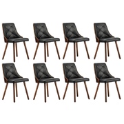 8x Dining Chairs Wooden Chair Kitchen Cafe Leather Padded Black