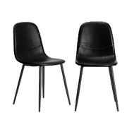 2x Dining Chairs Kitchen Accent Chair Lounge Room PU Leather Black