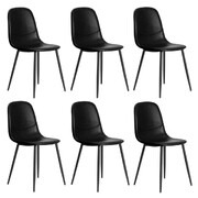 6x Dining Chairs Kitchen Accent Chair Lounge Room PU Leather Black