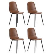 4x Dining Chairs Kitchen Accent Chair Lounge Room PU Leather Brown