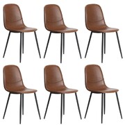 6x Dining Chairs Kitchen Accent Chair Lounge Room PU Leather Brown