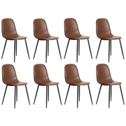 8x Dining Chairs Kitchen Accent Chair Lounge Room PU Leather Brown