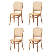 4PCS Dining Chairs Wooden Chairs Rattan Accent Chair Natural