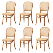 6PCS Dining Chairs Wooden Chairs Rattan Accent Chair Natural