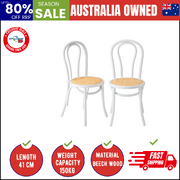 2PCS Wooden Dining Chair Ratan Seat White