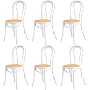 6x Dining Chair Solid Wooden Chairs Ratan Seat White