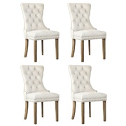 4x Velvet Dining Chairs French Provincial Tufted Beige