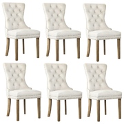 6x Velvet Dining Chairs Upholstered French Provincial Tufted Beige