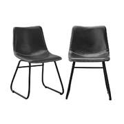 2x Dining Chairs Kitchen Table Chair Lounge Retro Padded Seat PU Grey