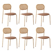 6PCS Dining Chair Accent Chairs Rattan Furniture PU Leather Brown