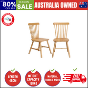 2x Dining Chairs Minimalist Vertical Back Wooden