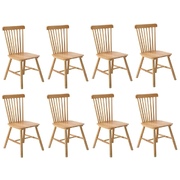 8x Dining Chairs Minimalist Vertical Back Chair Wooden Home Rubber Wood