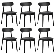 6x Dining Chairs Kitchen Chair PU Leather Solid Wood Cafe Lounge Black