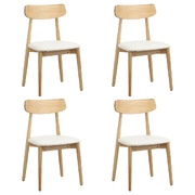 4x Dining Chairs Kitchen Chair PU Leather Solid Wood Cafe Lounge Beige