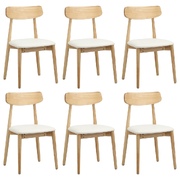 6x Dining Chairs Kitchen Chair PU Leather Solid Wood Cafe Lounge Beige