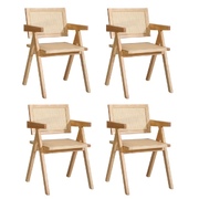 4x Dining Chairs Rattan Chair Wooden Accent Chair Natural