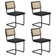 4x Rattan Dining Chair Cesca Replica Cantilever PU Leather