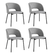 4x Armchair Dining Chair Fabric Grey&Black