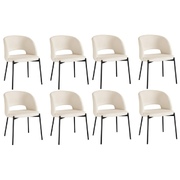 8x Armchair Dining Chair Accent Chairs Tub Armchairs Sherpa Black&White