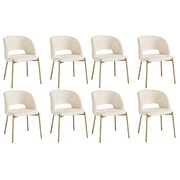 8x Armchair Dining Chair Accent Chairs Tub Armchairs Sherpa White&Gold