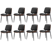 8x Dining Chairs Retro Leather Solid Beech Wood Metal Legs Black